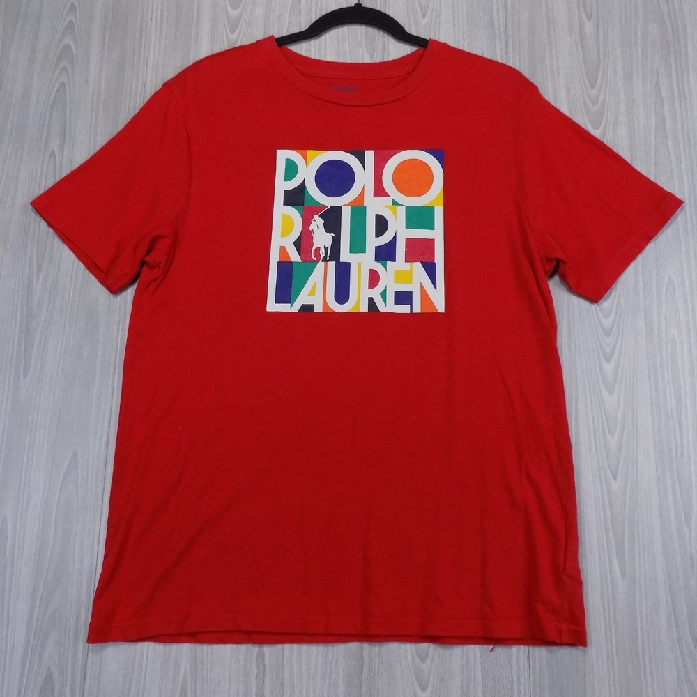 Polo Ralph Lauren Graphic T-Shirt Boys XL Red Block Logo EUC